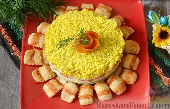салат подсолнух со шпротами фото