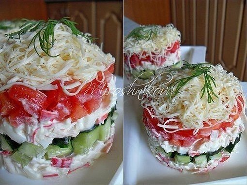 салат порционный с крабовыми палочками фото