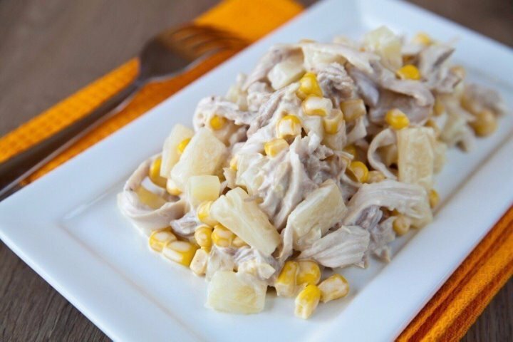 салат с ананасом и курицей фото