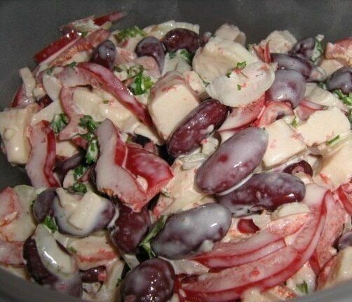 салат с фасолью и крабовыми палочками фото