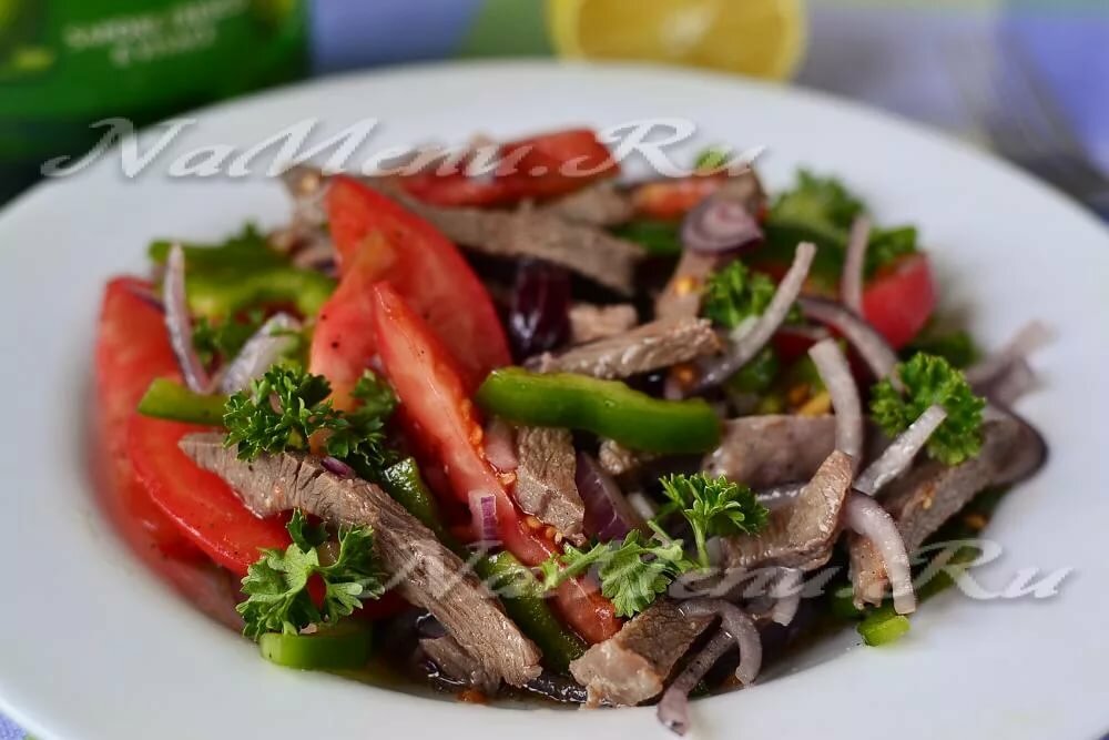 салат с говядиной и болгарским перцем фото