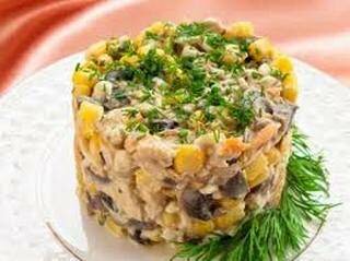 салат с грибами и кукурузой фото