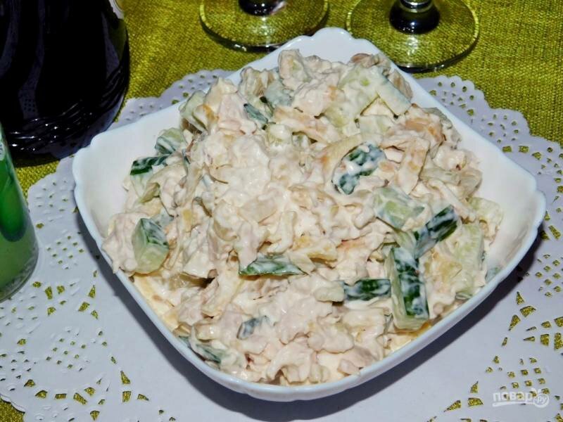 салат с грибами, сыром и пекинской капустой фото