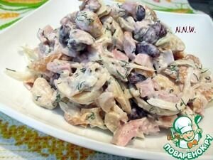 салат с копченой курицей и фасолью фото