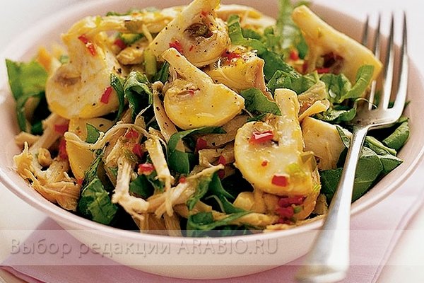 салат с шампиньонами и курицей фото