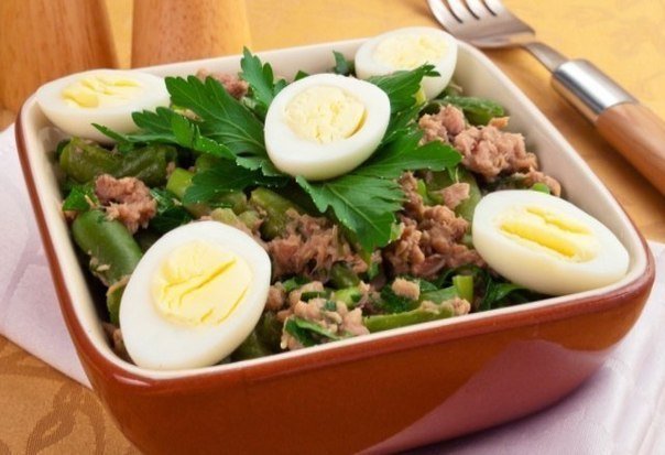 салат с тунцом и стручковой фасолью фото
