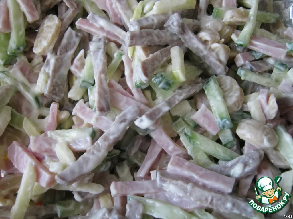 салат с языком и свежим огурцом фото