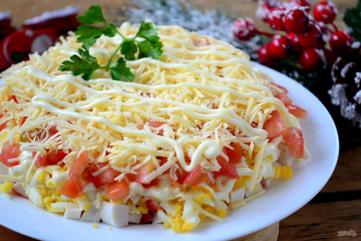 салаты с крабовыми палочками вкусные новые фото