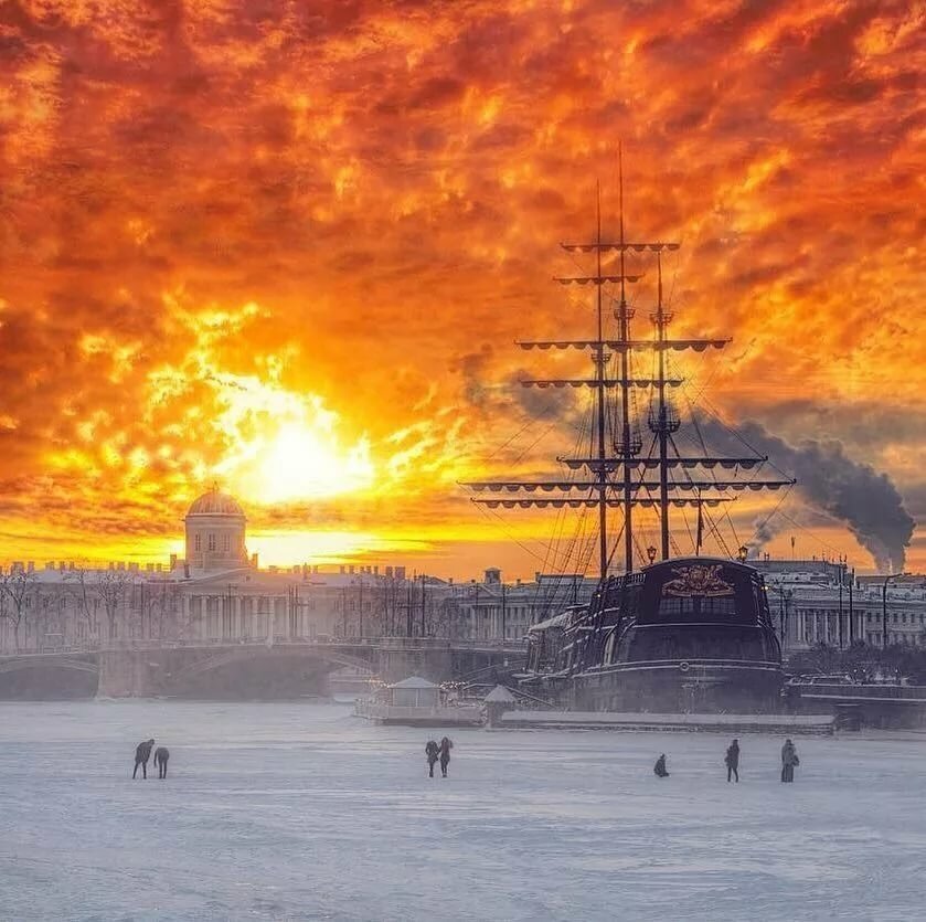 санкт петербург зима корабли фото