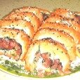 слоеные рулеты с ветчиной и сыром фото