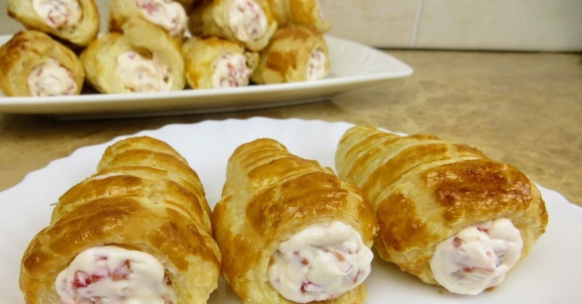 слоеные трубочки с начинкой закусочные фото