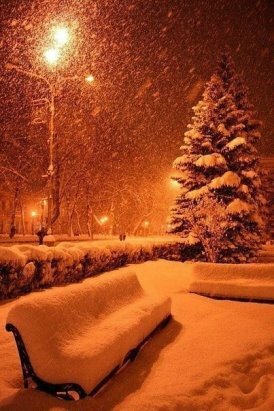 снег вечером фото
