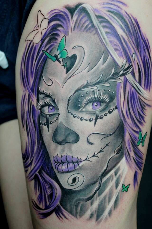 sugar skull face tattoo фото