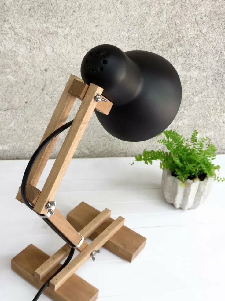 table lamp made of wood фото