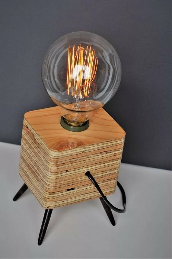 table lamp made of wood фото