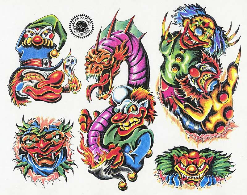 tattoo flash art clowns фото