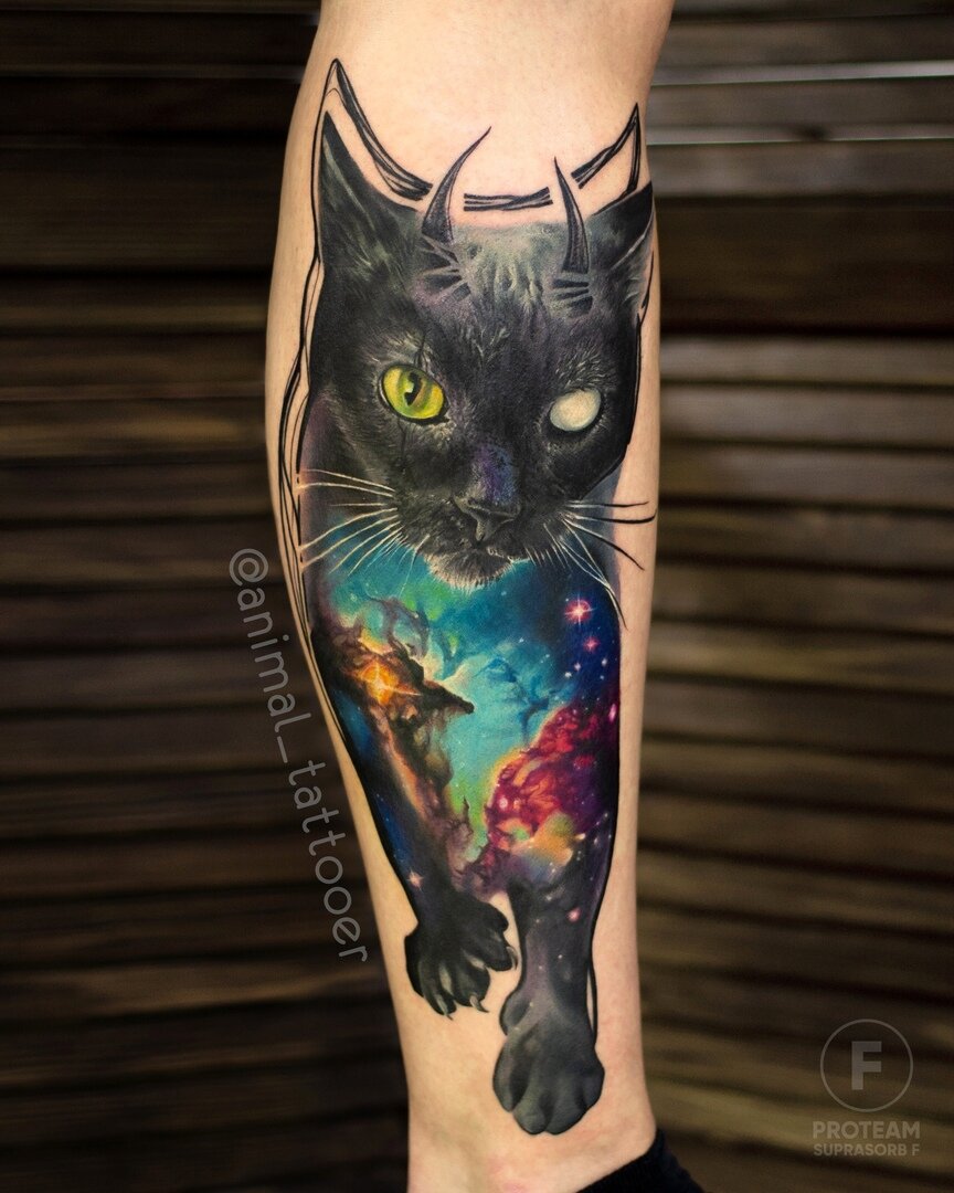 тату кот космос фото