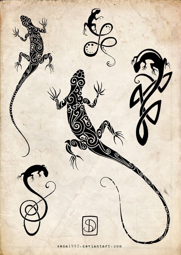 тату ящерица эскизы фото