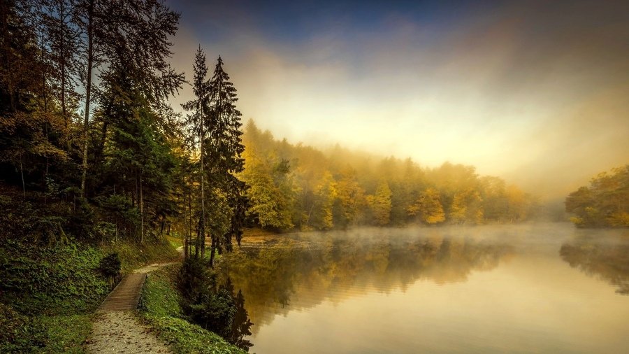 туман над рекой осень фото