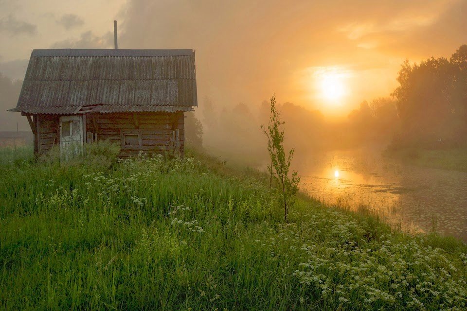 туман в деревне фото