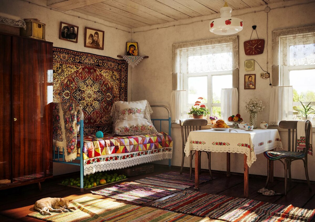 убранство деревенской кровати фото