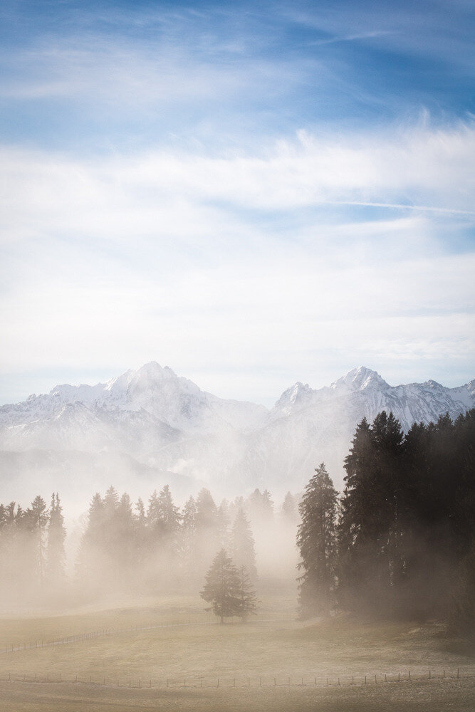 утро горы туман фото