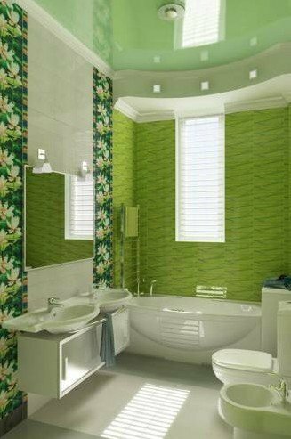 ванная из панелей салатовая фото