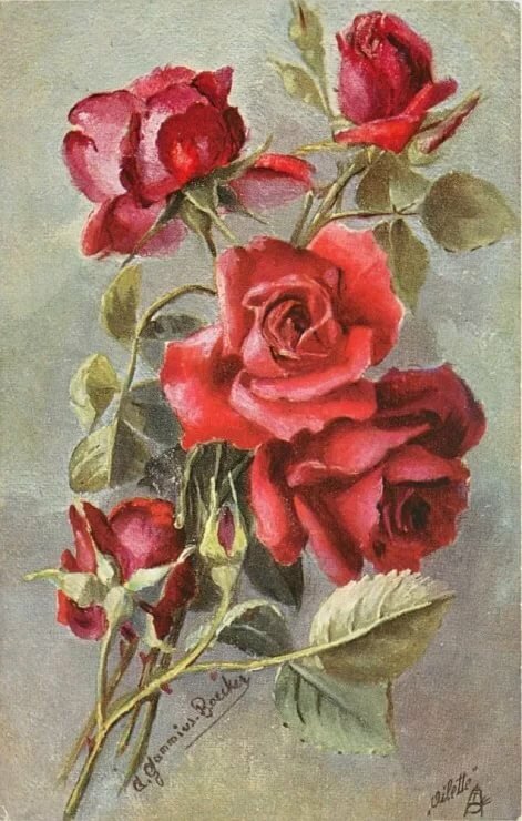 винтажные открытки с розами фото
