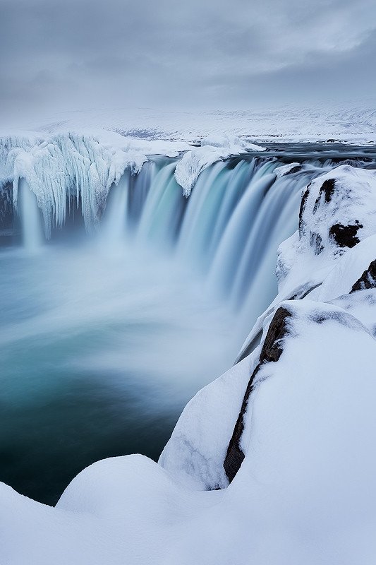 водопад годафосс, исландия зима фото