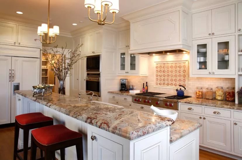 white kitchen countertops granite фото