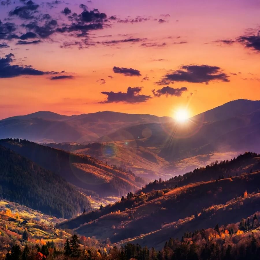 закат в горах фото