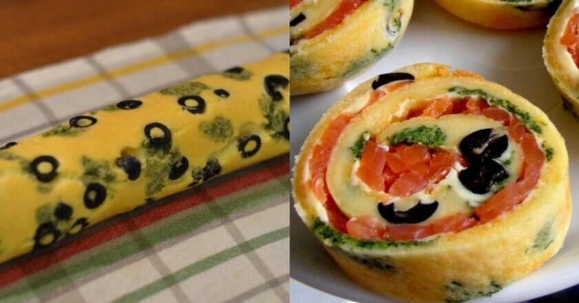 закусочный рулет с красной рыбой 