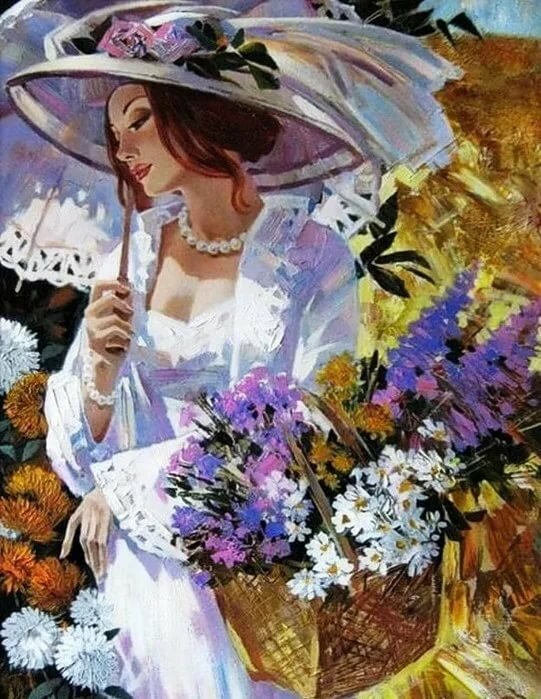 женщина и цветы картины художников фото