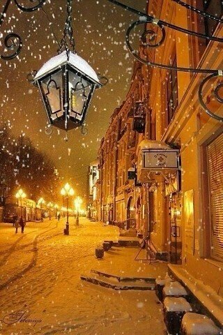 зима улица фонарь фото