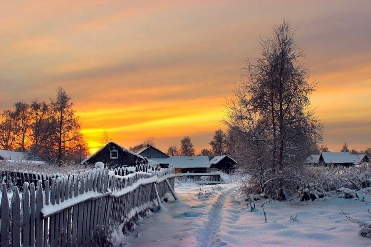 зима в деревне фото