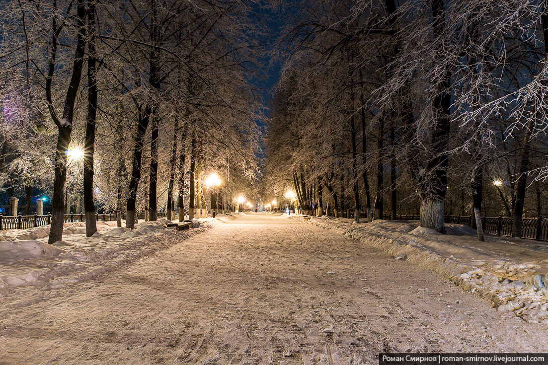 зима вечер снег фонари фото