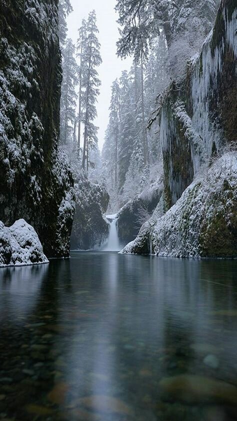 зима водопад обои фото