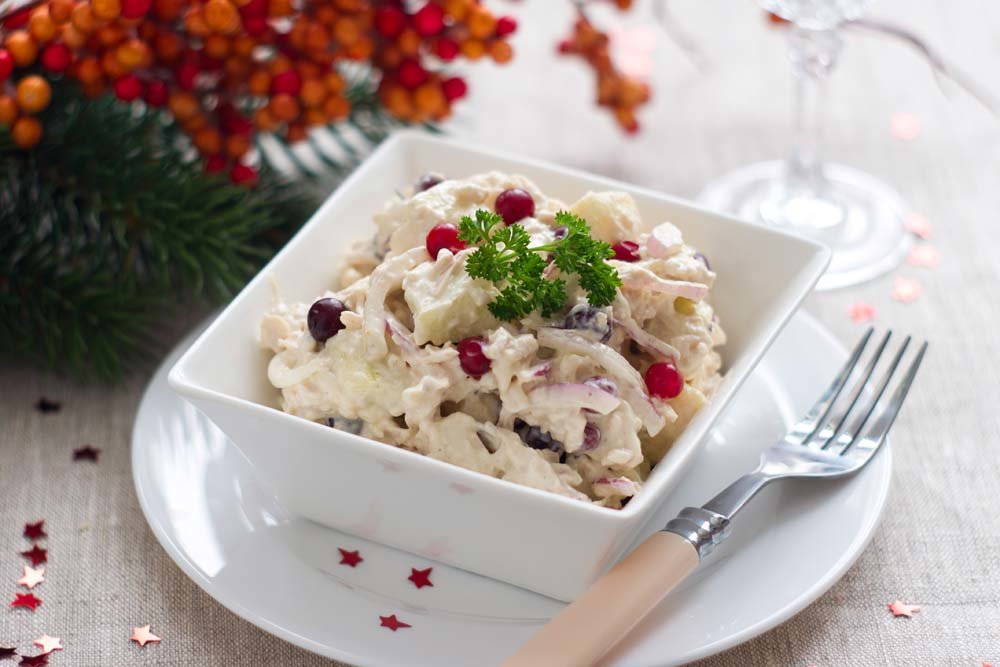 зимний салат с курицей фото