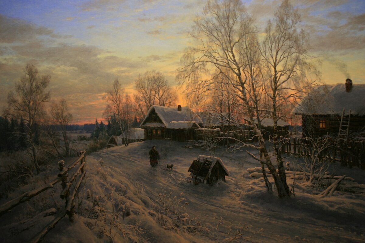 зимний вечер картины художников фото
