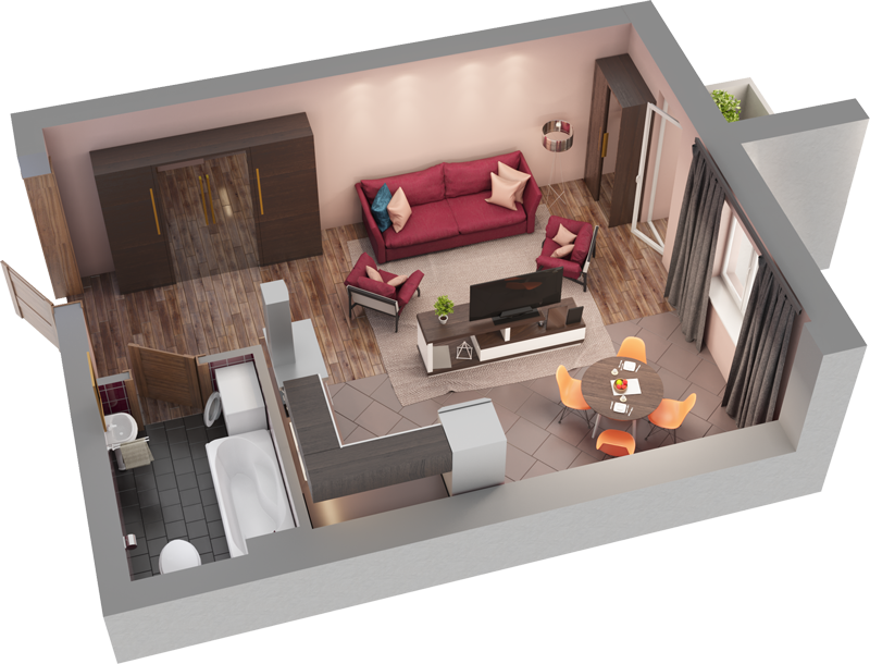 3d планировка 1 комнатной квартиры фото