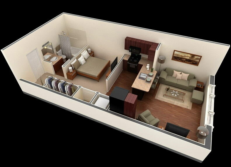 3d планировка квартиры студии фото