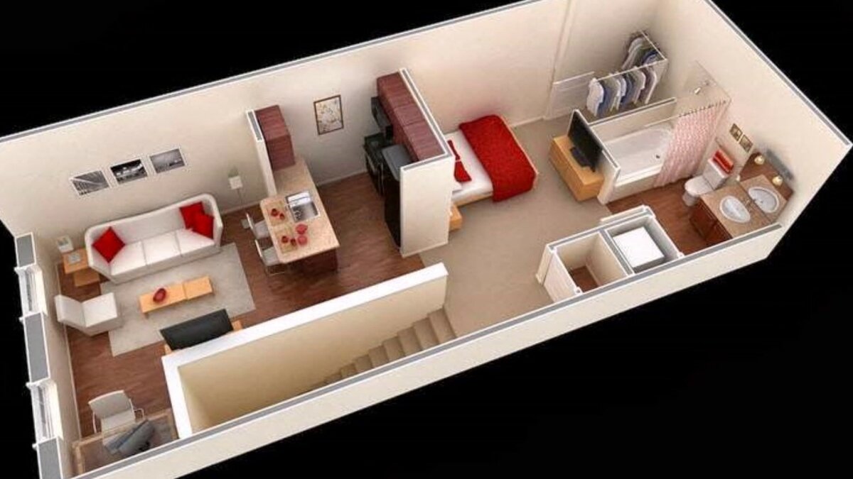 3d планировка квартиры студии фото