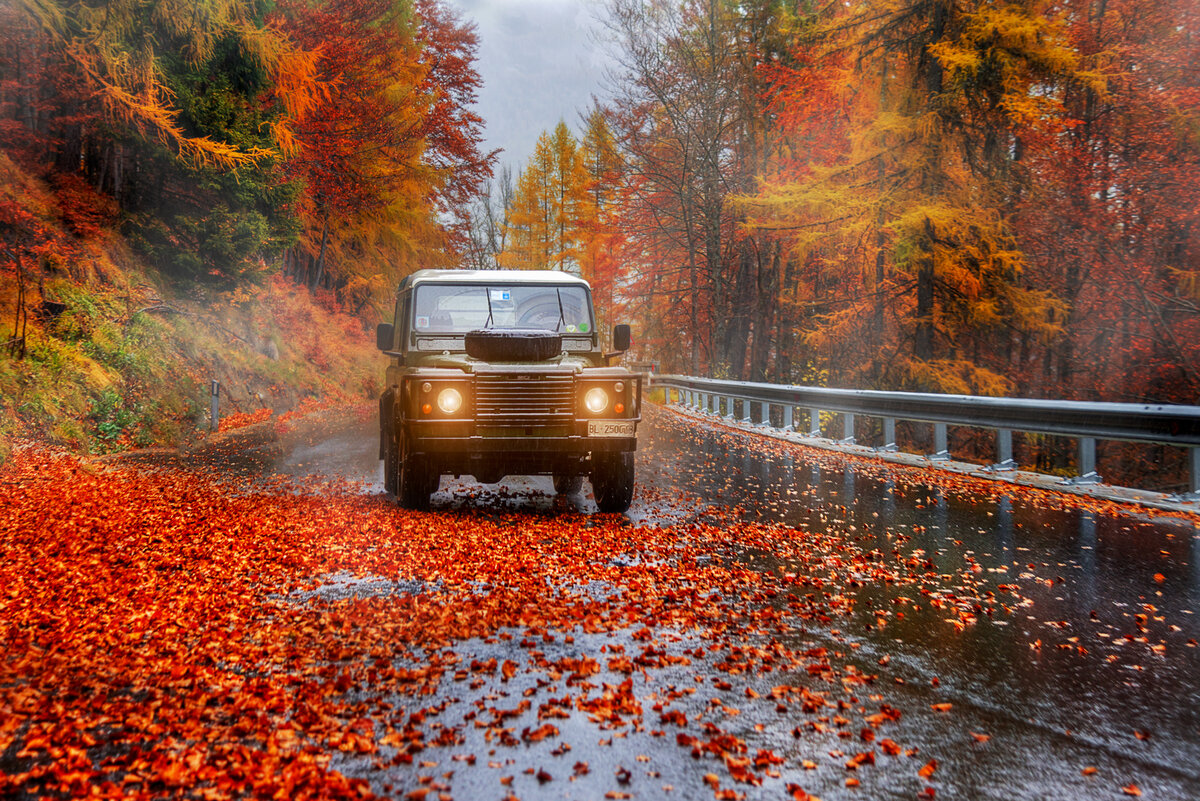 авто на осенней дождливой дороге фото