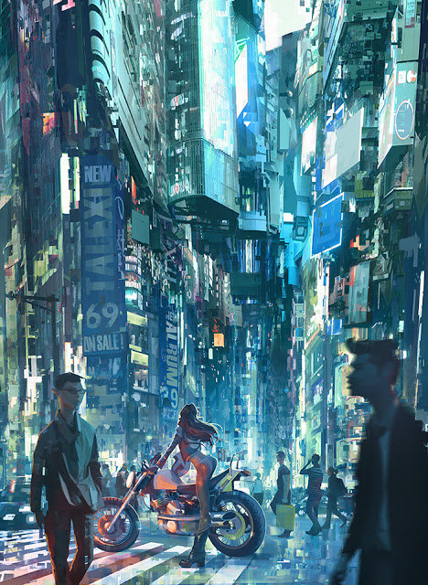 cyberpunk city art фото