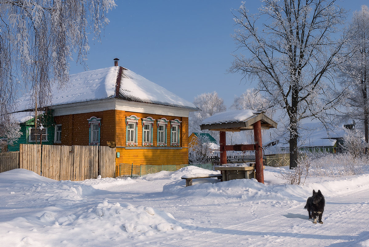 деревенский дом зимой фото