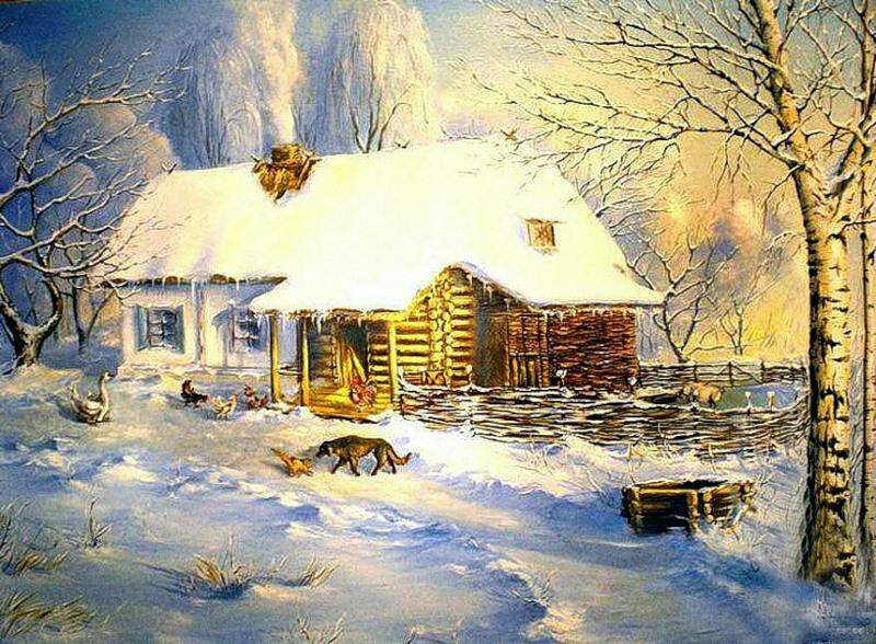 деревенский дом зимой картинки фото