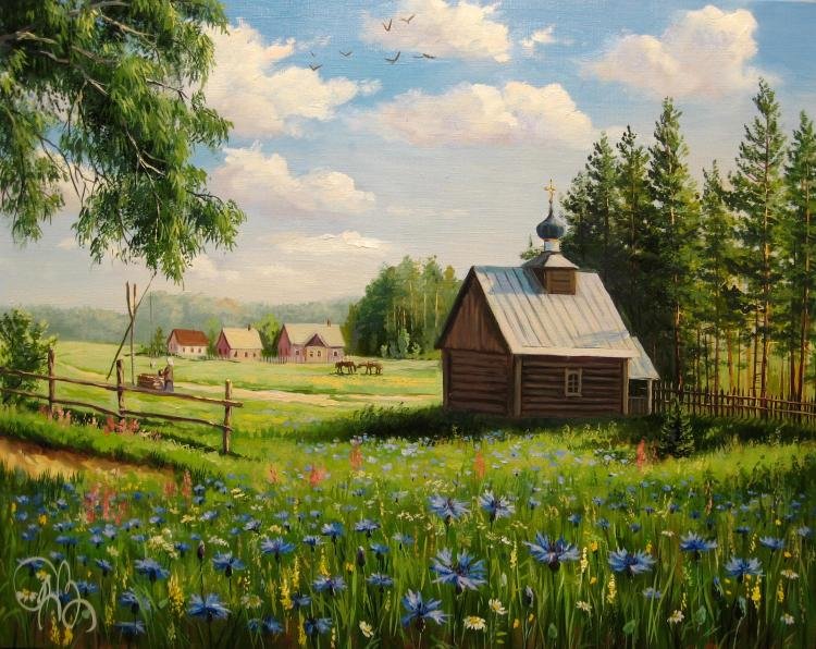 деревня летний пейзаж фото