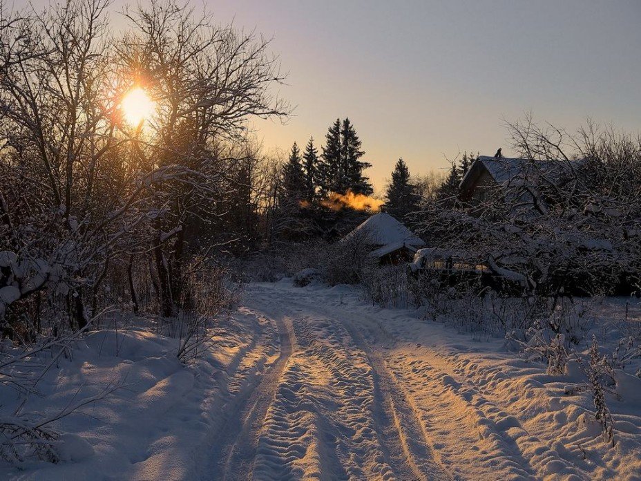 фото пейзаж зима в деревне фото