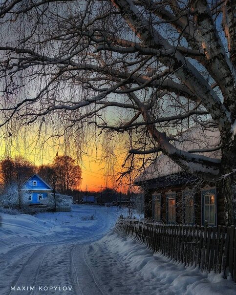 фото пейзаж зима в деревне фото