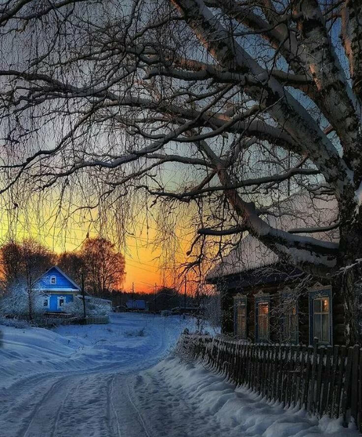фото пейзаж зима в деревне фото